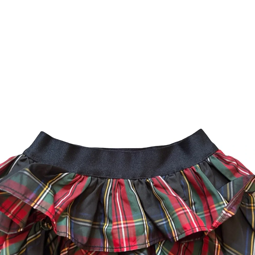 Ralph Lauren Girls 2T Plaid Tiered Ruffle Skirt Red Green Holiday Tartan Mini